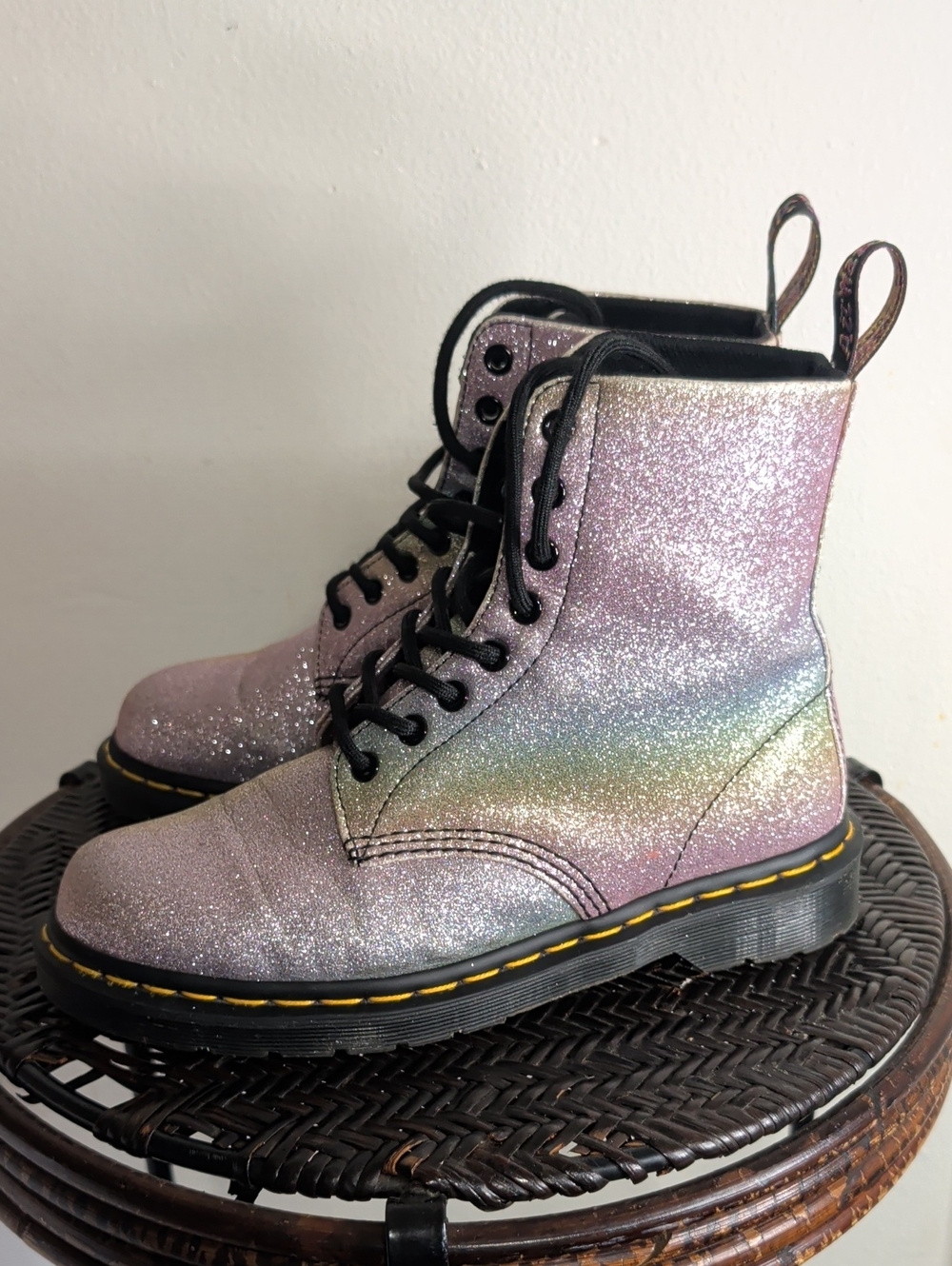 Dr. Martens 1460 Pascal Rainbow Glitter Boots Women Size 8